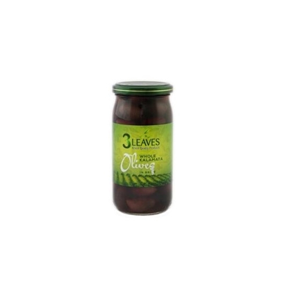 Picture of 3 LEAVES OLIVES WHOLE KALAMATA BLACK 370GR